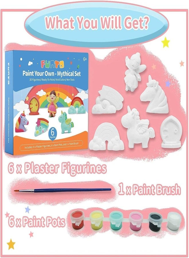 Funto Paint Your Own Unicorn Painting Kit, Arts and Crafts Set, STEAM Project Creative Activity DIY Toys, with 6 Figurines, 6 Paint Pots, 1 Brush - Image 2